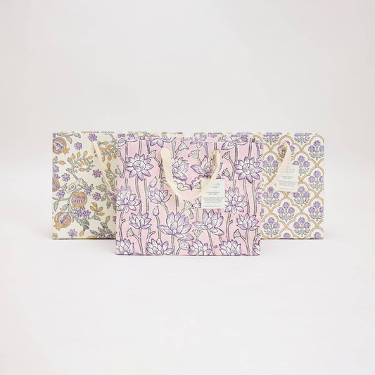 Paper Mirchi - Hand Block Printed Gift Bag (Medium) - Lavender