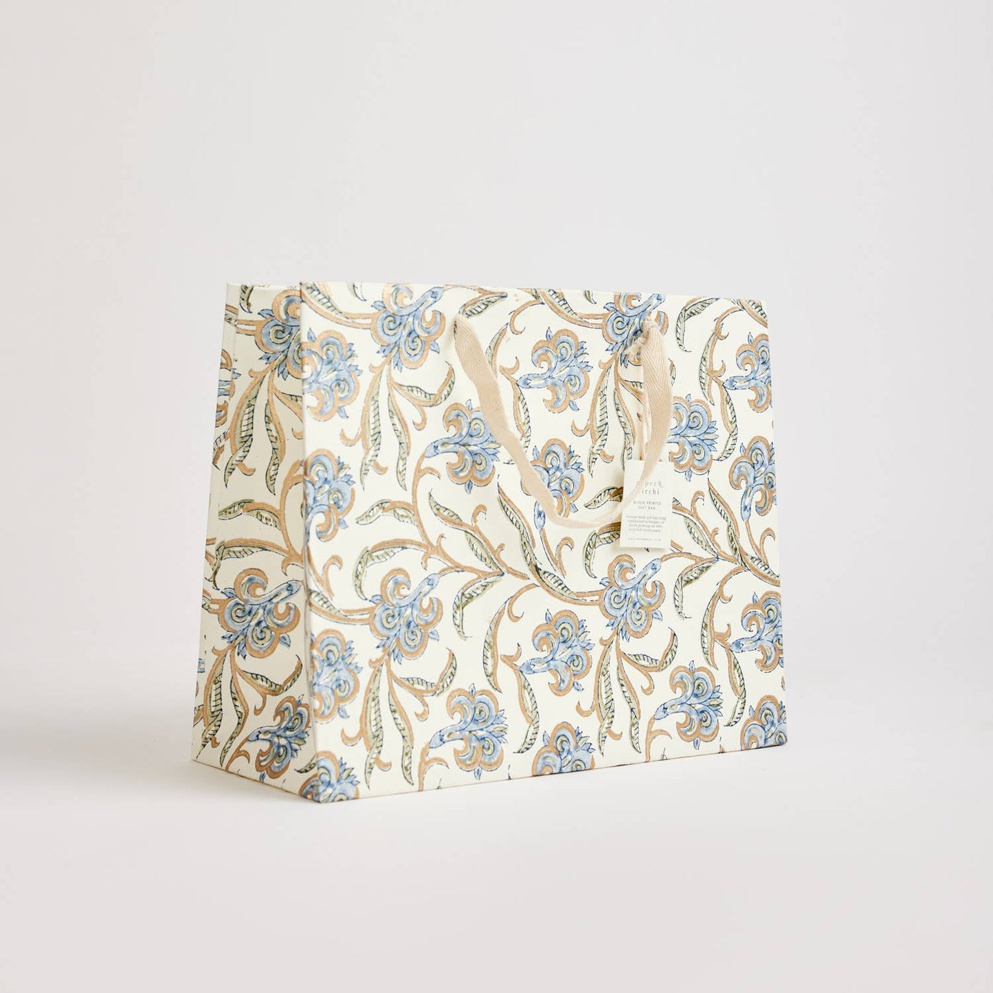 Paper Mirchi - Hand Block Printed Gift Bags (Medium) - Blue Stone