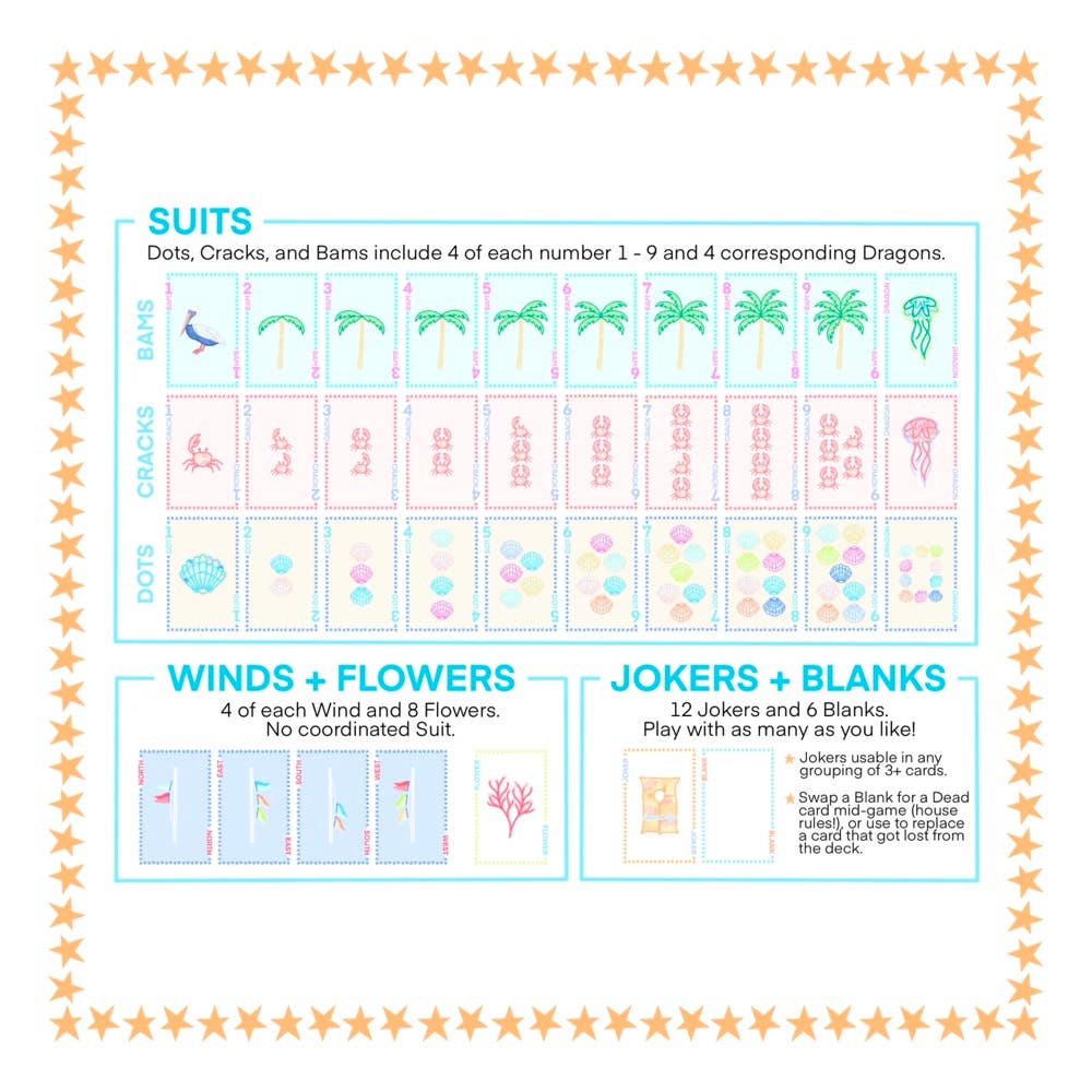 Beach Playing Mahjong Card Deck