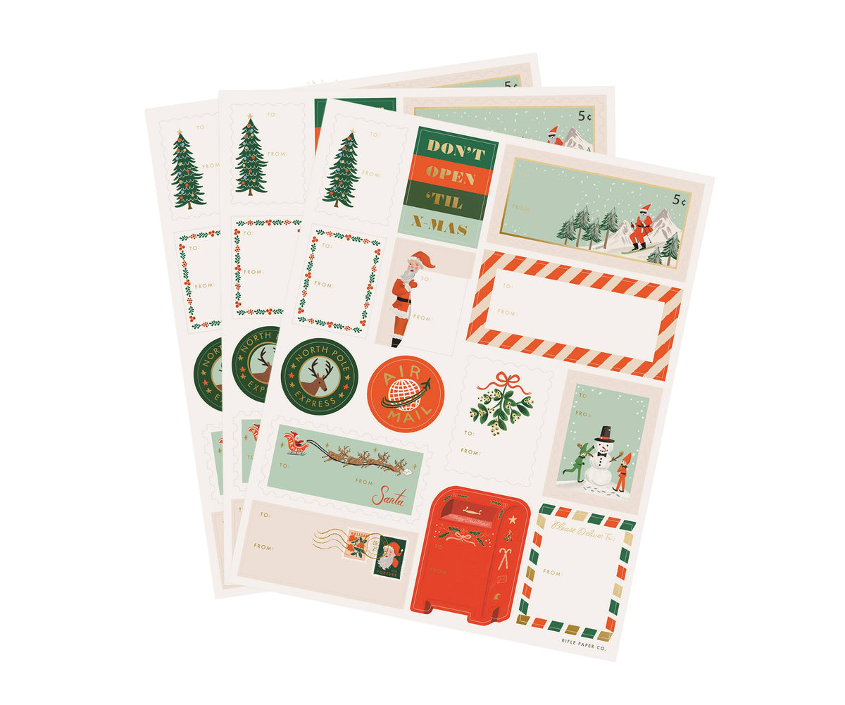 Pack of 3 Santa’s Workshop Stickers & Labels