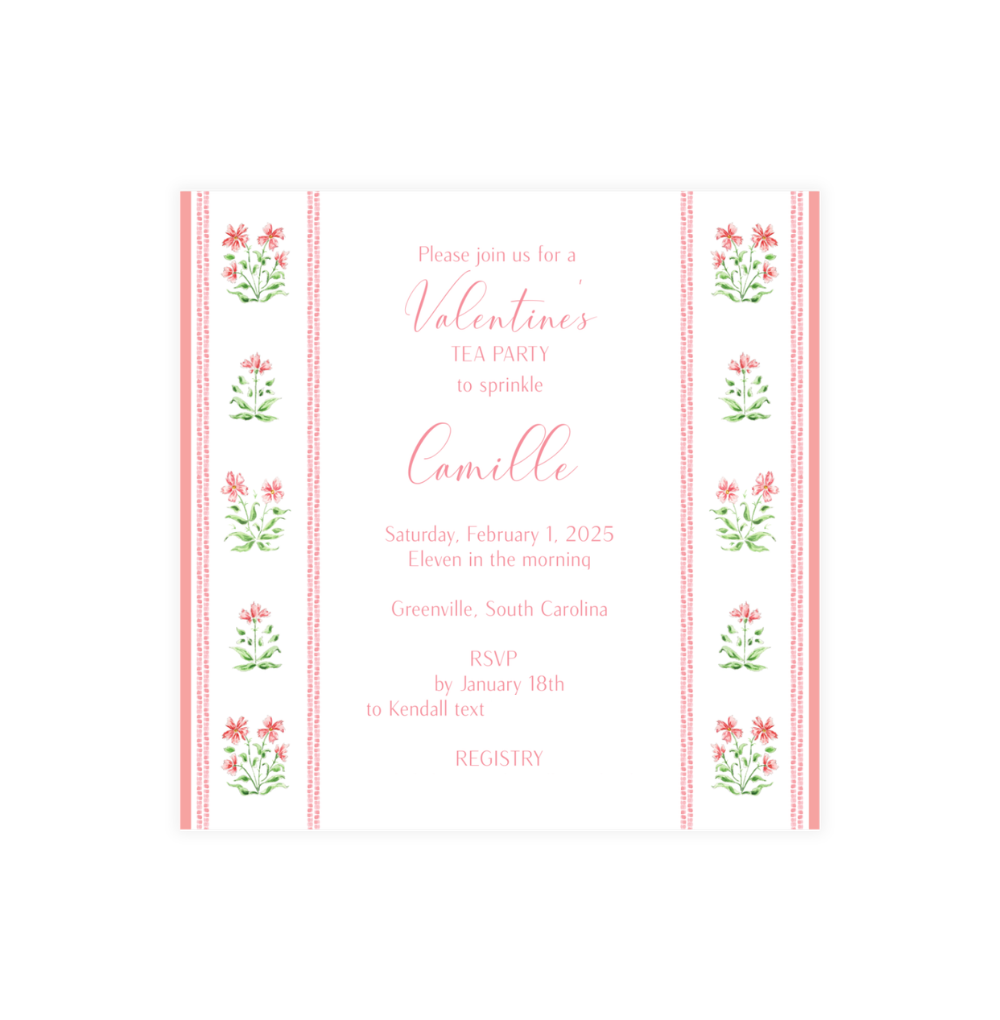 Pink Poppy Bridal Shower Invitation