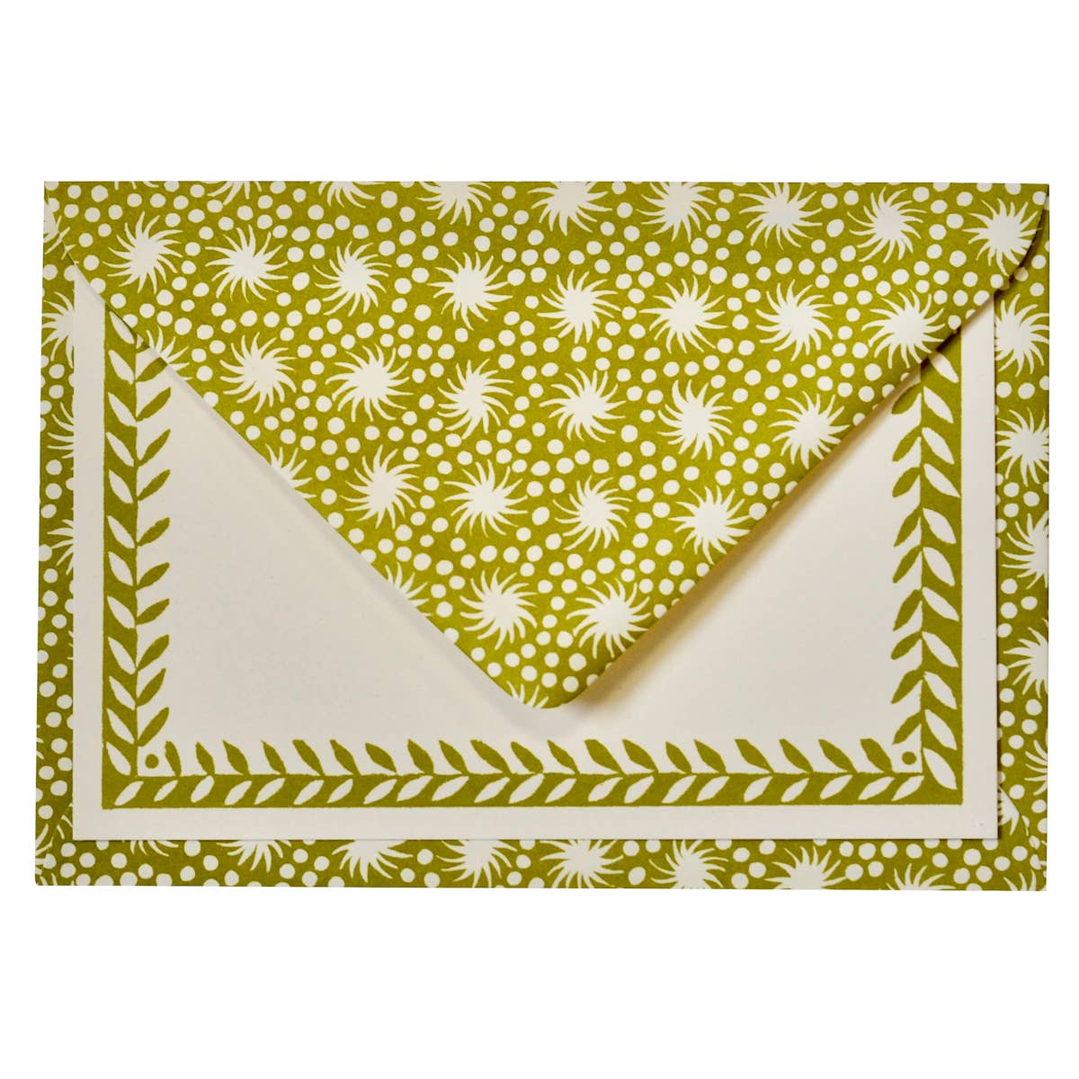 Postcards with Patterned Border in Bawden Green