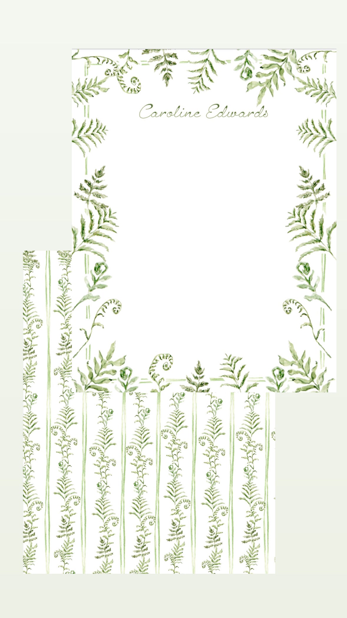 greenery bordered notecards