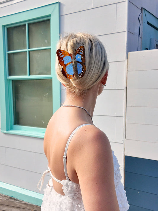 Hand-painted Boho Monarch Claw Hair Clip