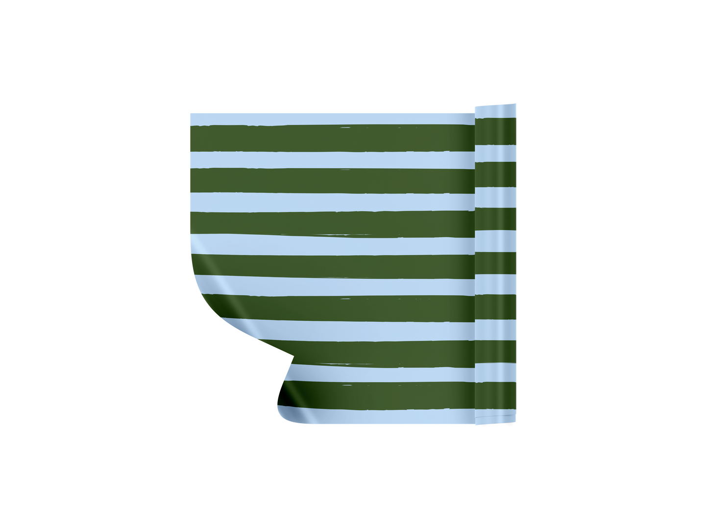 Striped green and blue container on a white background