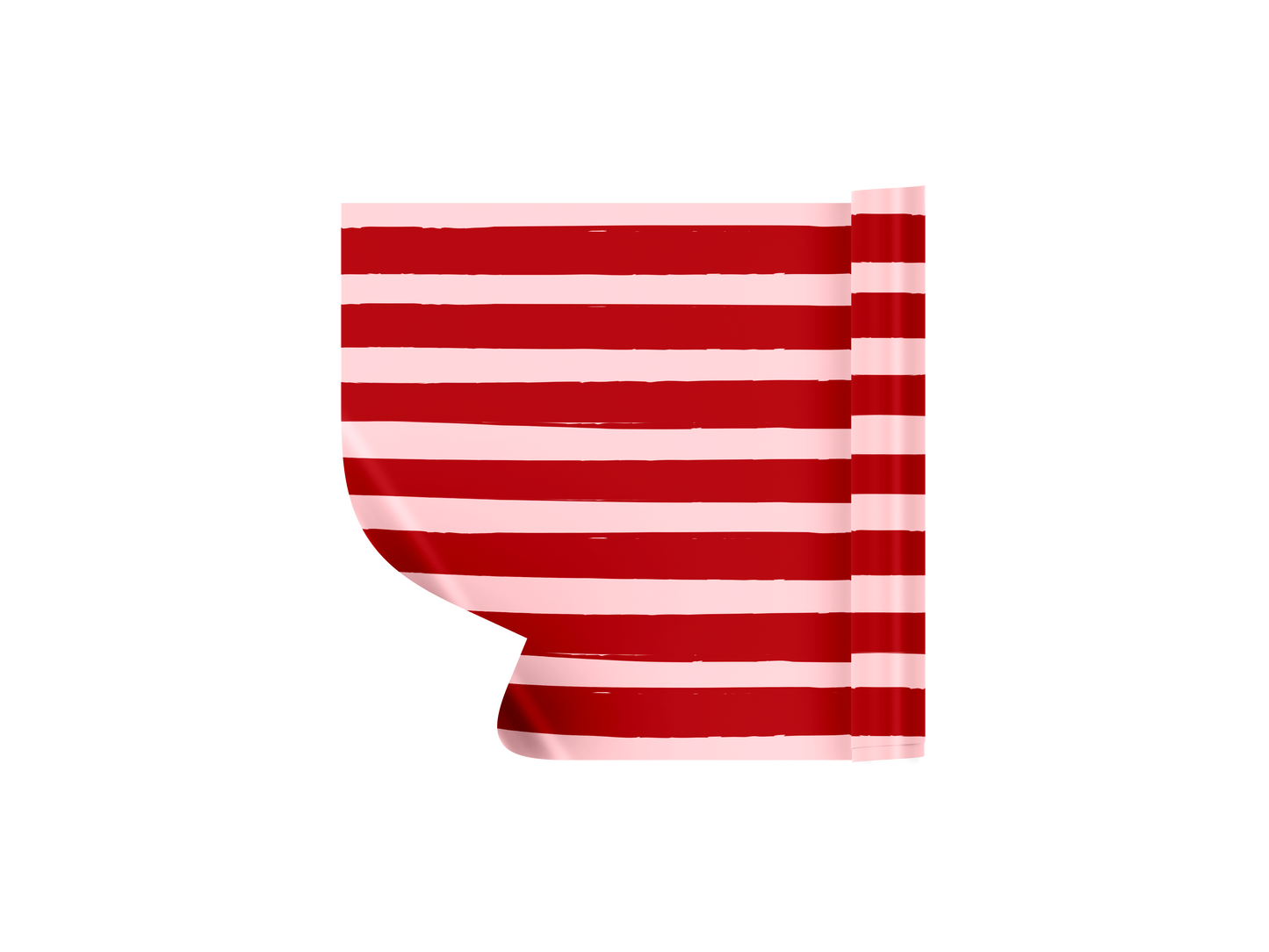 Red and white striped tablecloth on a white background