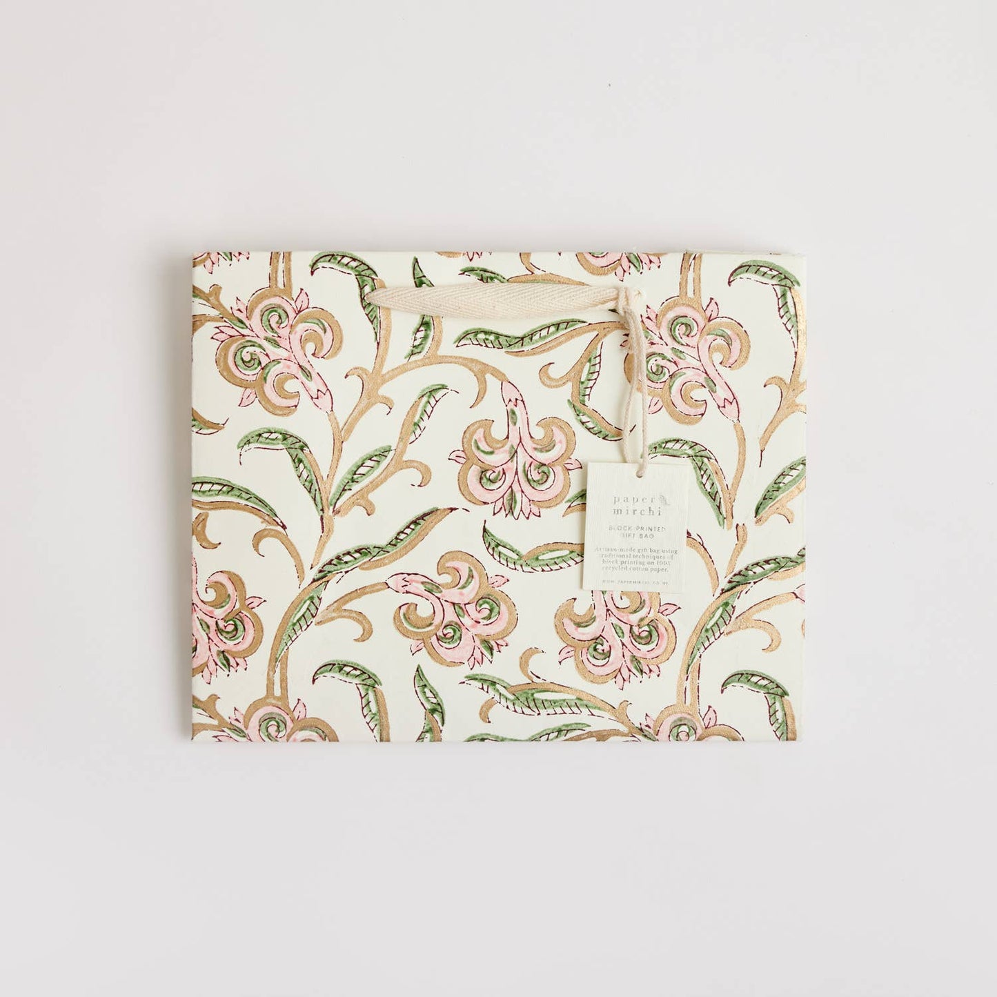 Blush Medium - Hand Block Printed Gift Bag