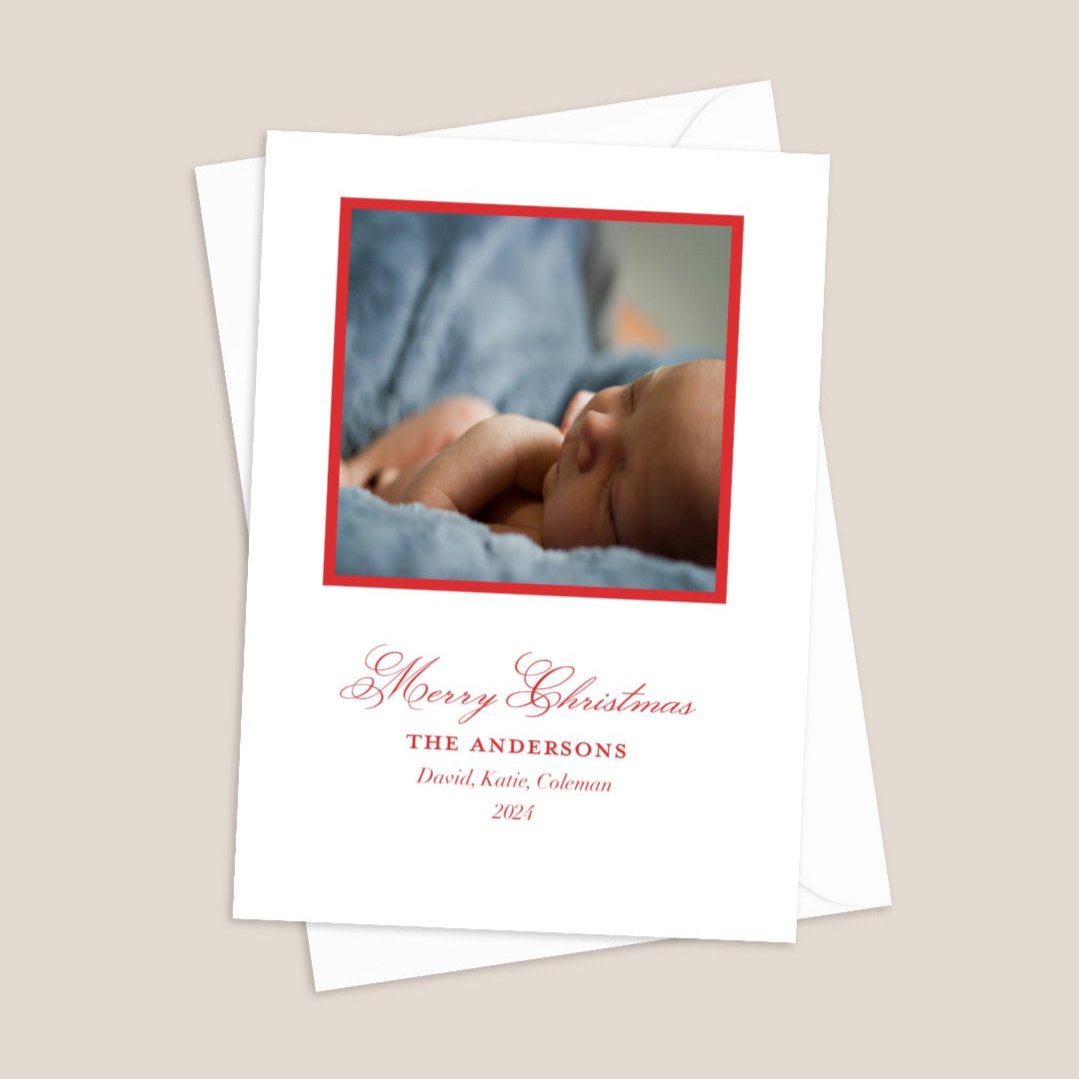 red text christmas card