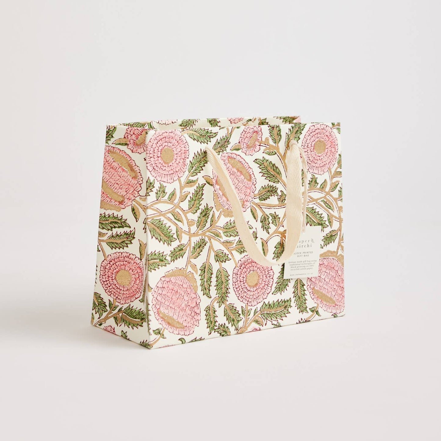 Blush Medium - Hand Block Printed Gift Bag