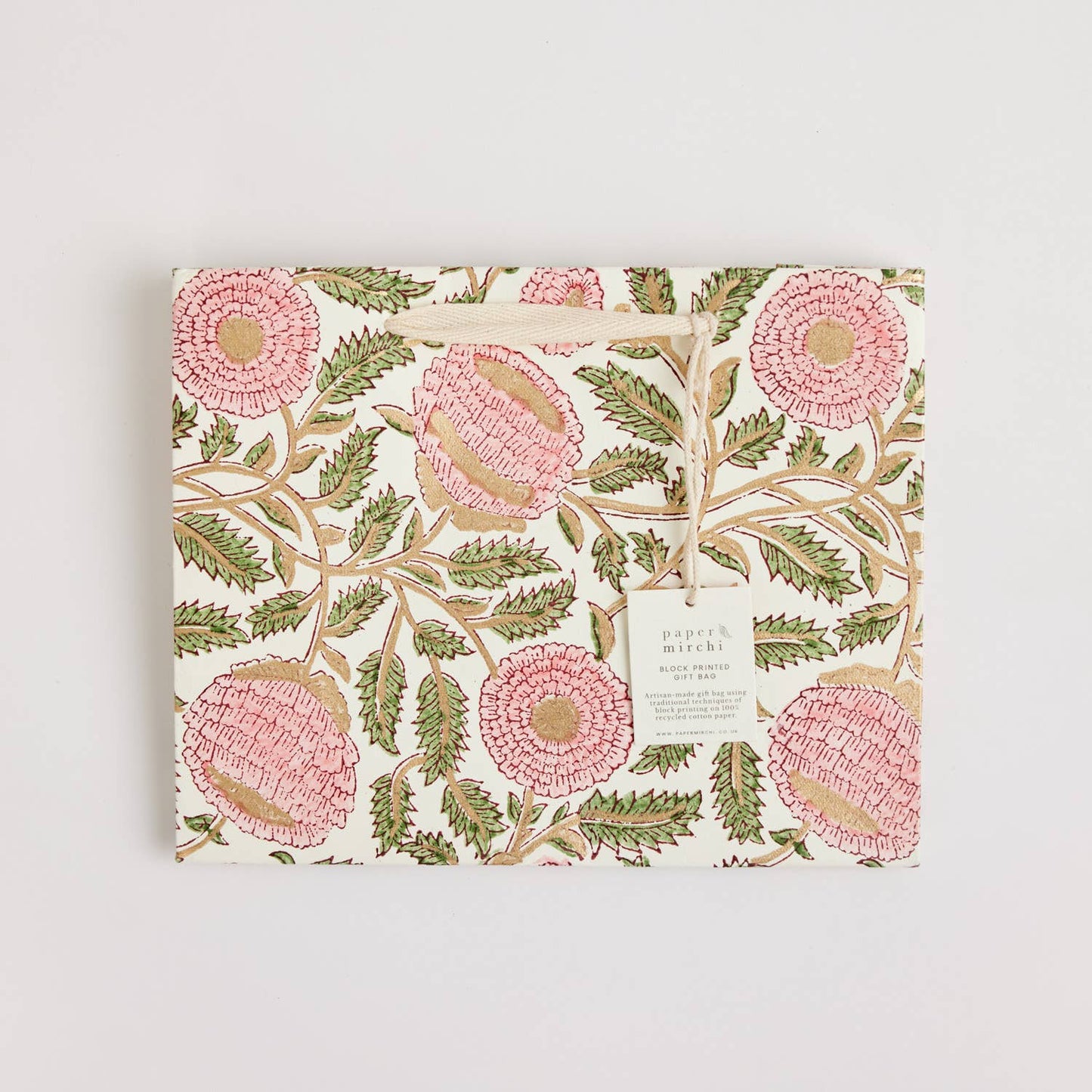 Blush Medium - Hand Block Printed Gift Bag