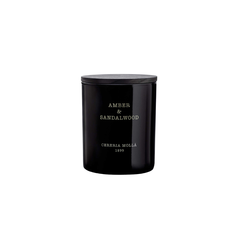 Amber & Sandalwood Black 8 0z Classic Candle