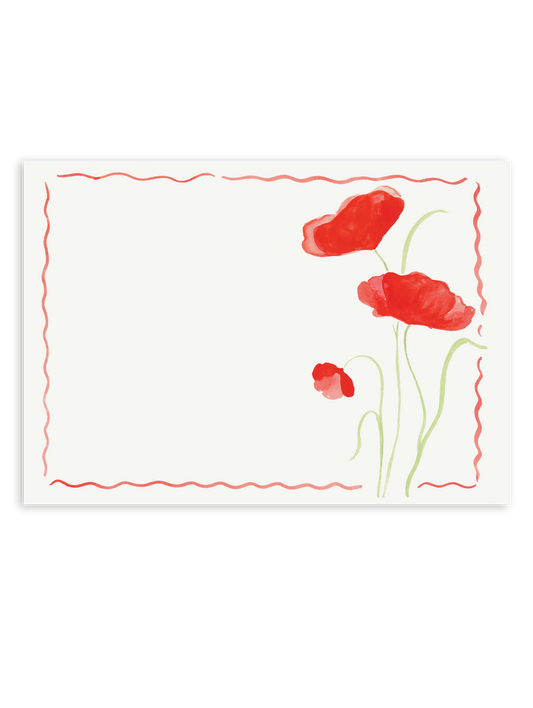 red flower stationary
wavy red border