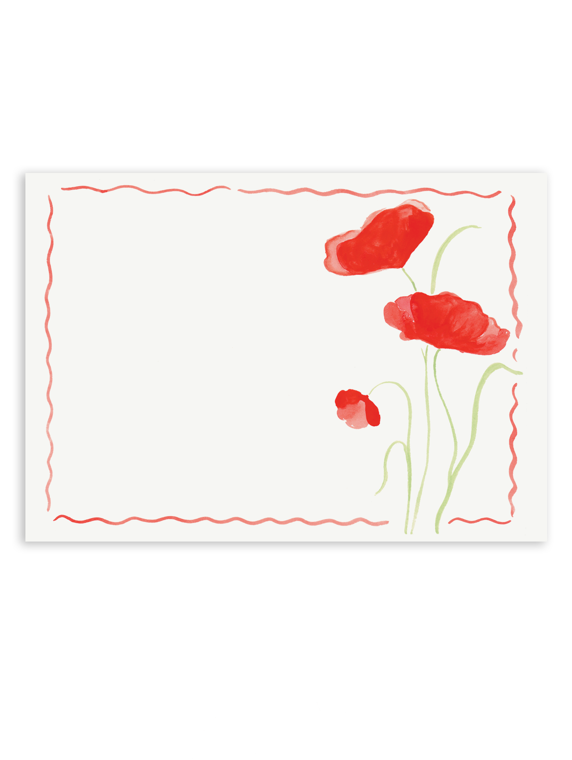 red flower stationary
wavy red border