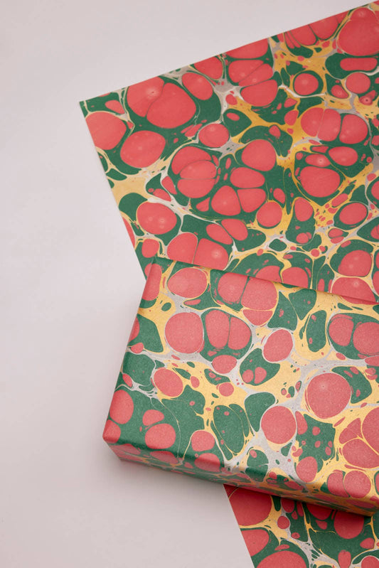 Stone Festive Hand Marbled Christmas Wrapping Paper