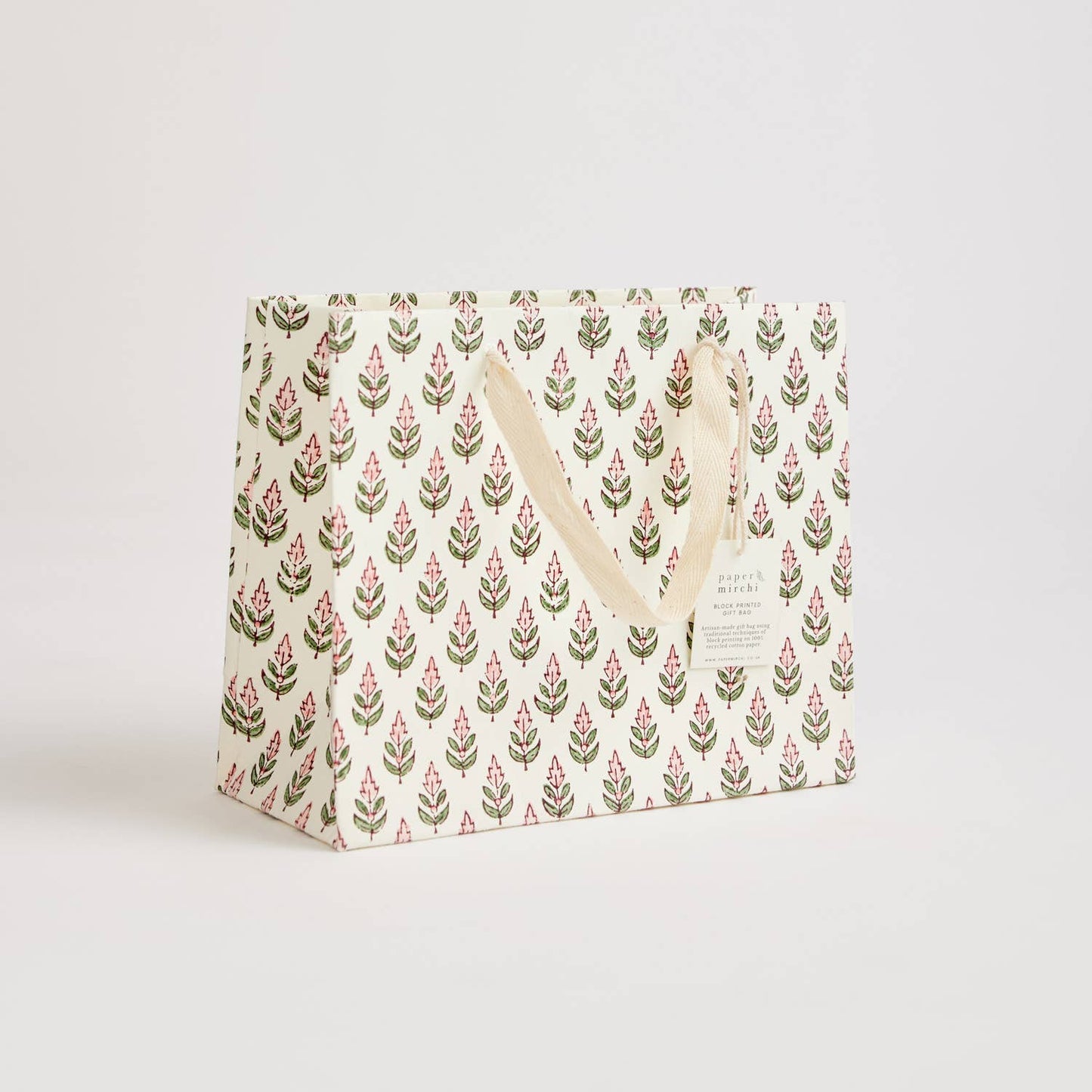 Blush Medium - Hand Block Printed Gift Bag