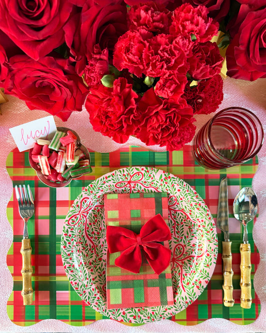 Holiday Plaid Linen-feel Paper Napkin/Guest Towel