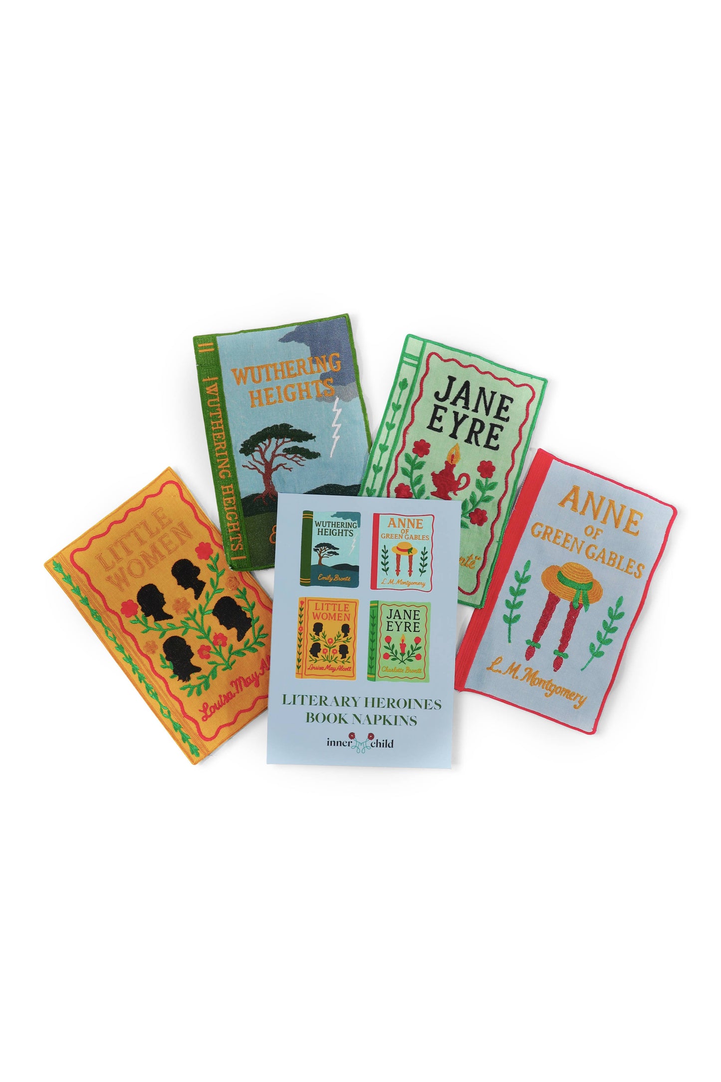 Literary Heroines Embroidered Cocktail Napkins, Set of 4