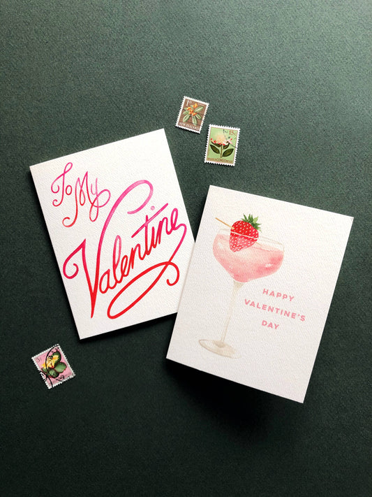 Valentine Cocktail Greeting Card | Valentine Love Friendship