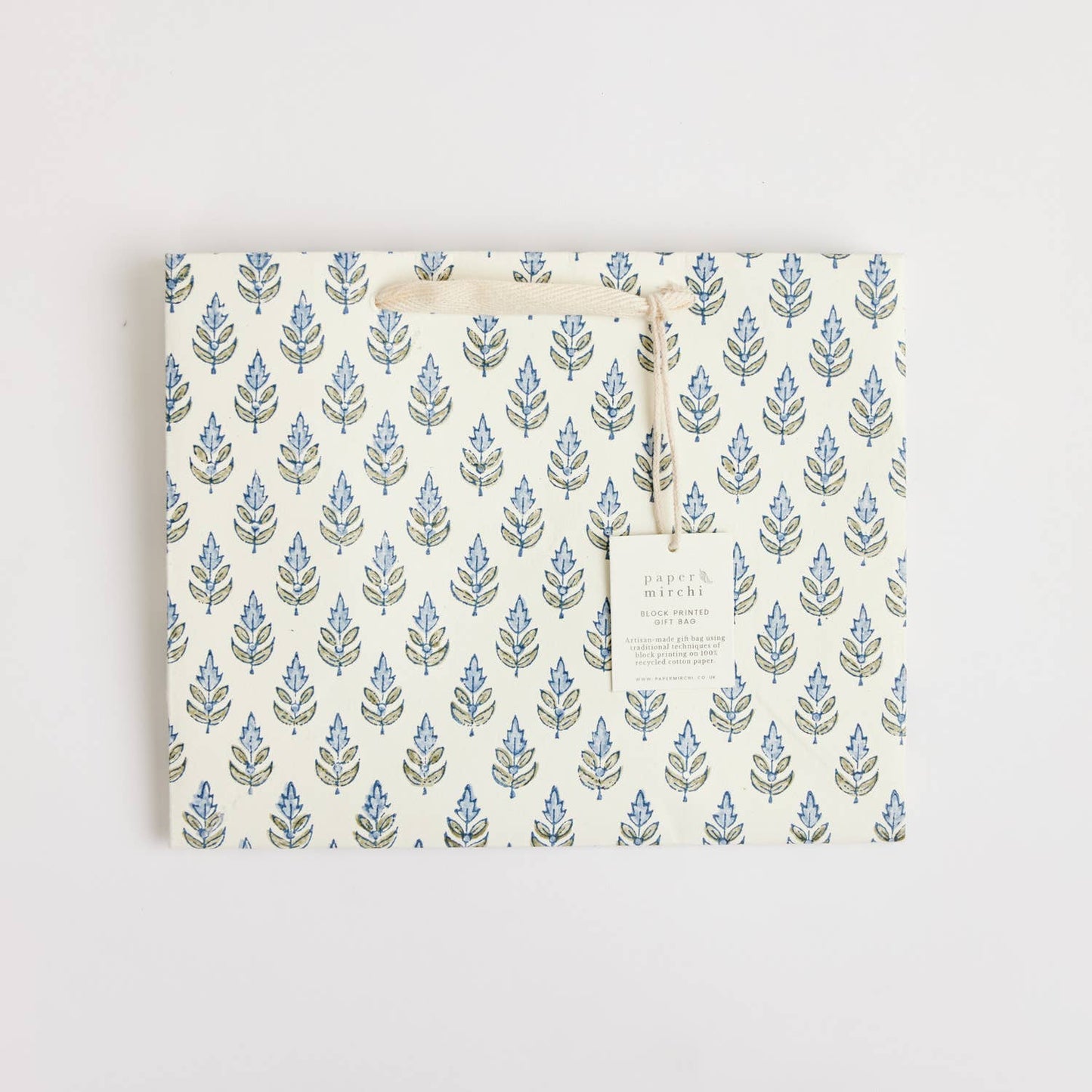 Paper Mirchi - Hand Block Printed Gift Bags (Medium) - Blue Stone