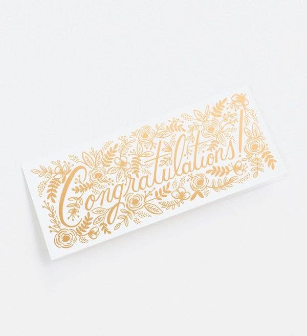 Champagne Floral Congrats Money Holder Card