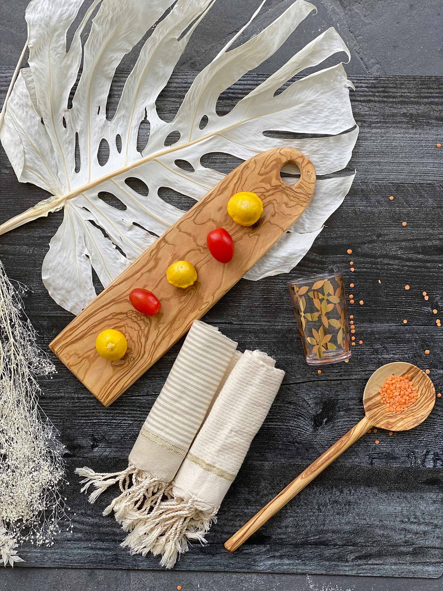 Olive Wood Skinny Oval Cutting Board 14"