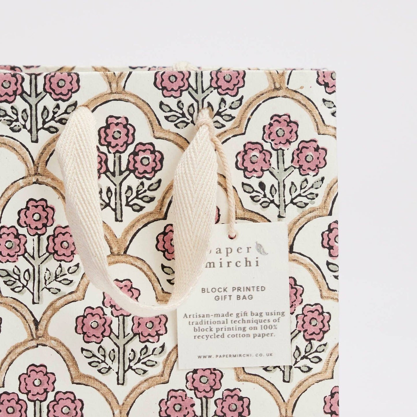 Pink Earth Small Hand Block Printed Gift Bag