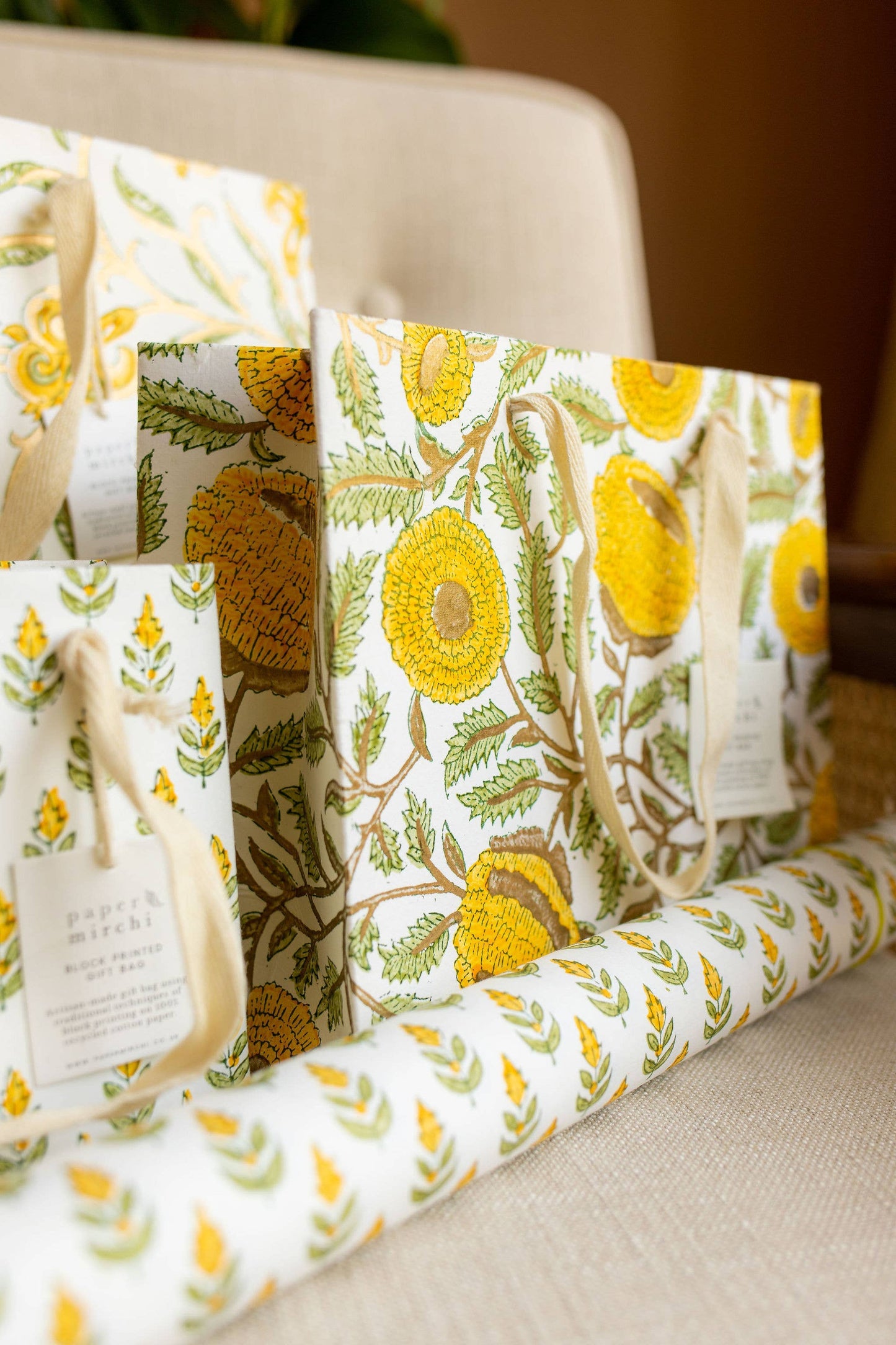 Sunshine Medium Hand Block Printed Gift Bag