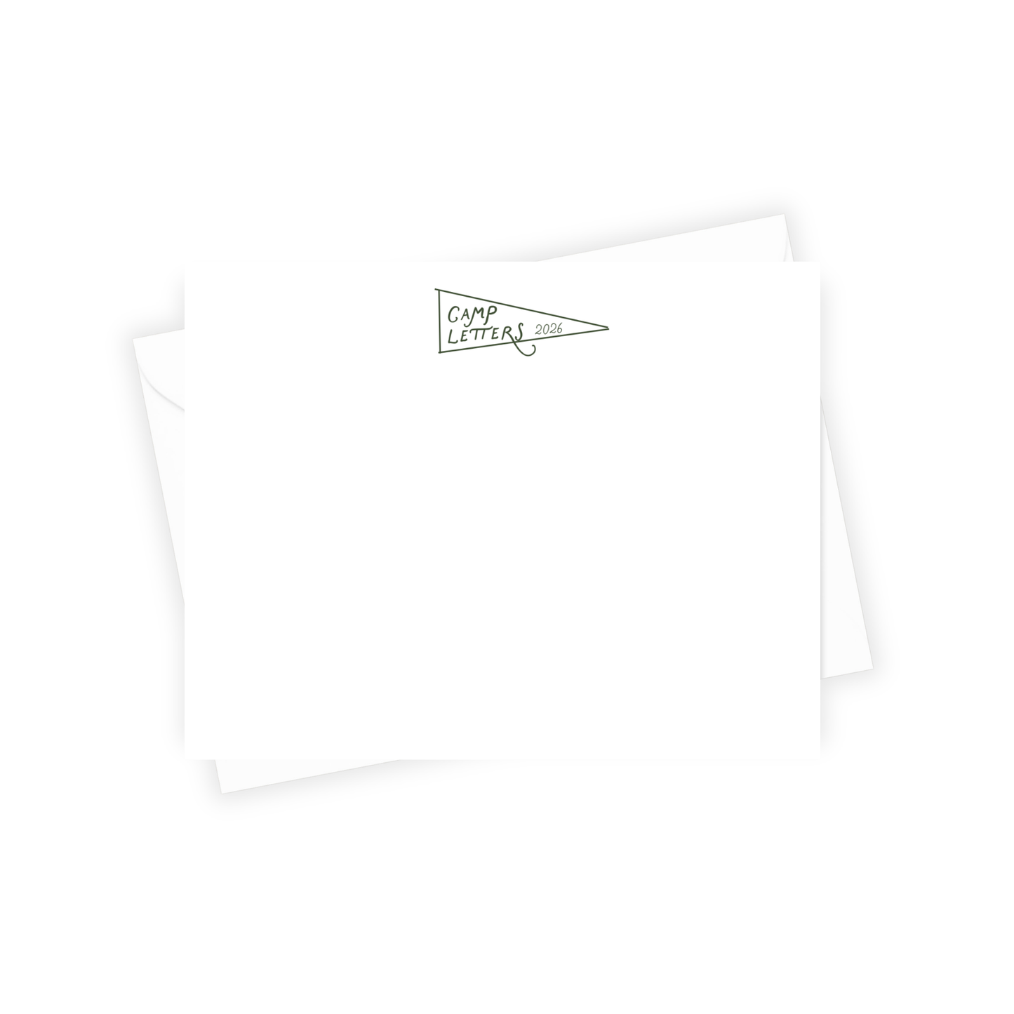 White stationery with 'Camp Letters' logo on a white background