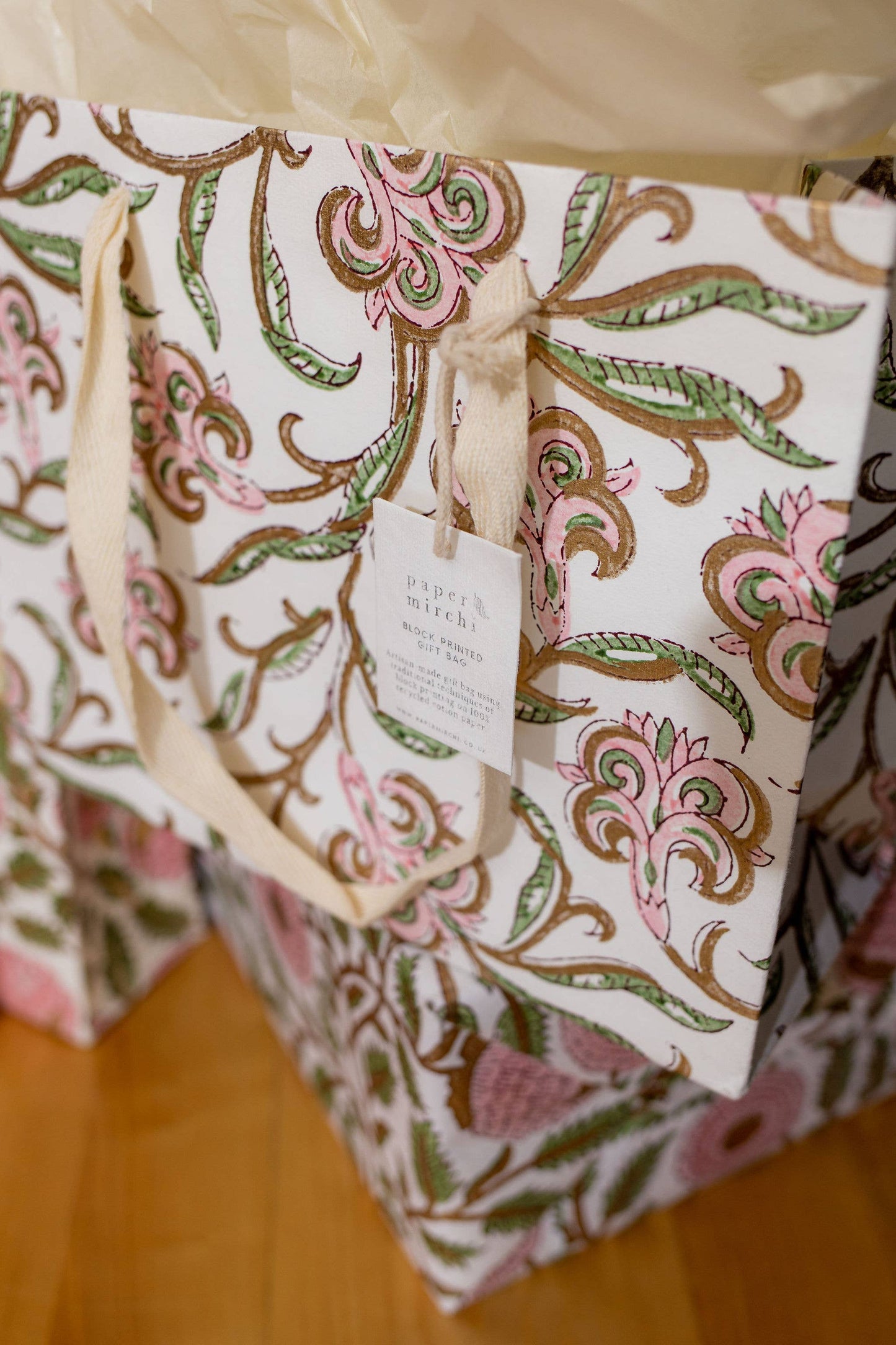 Blush Medium - Hand Block Printed Gift Bag