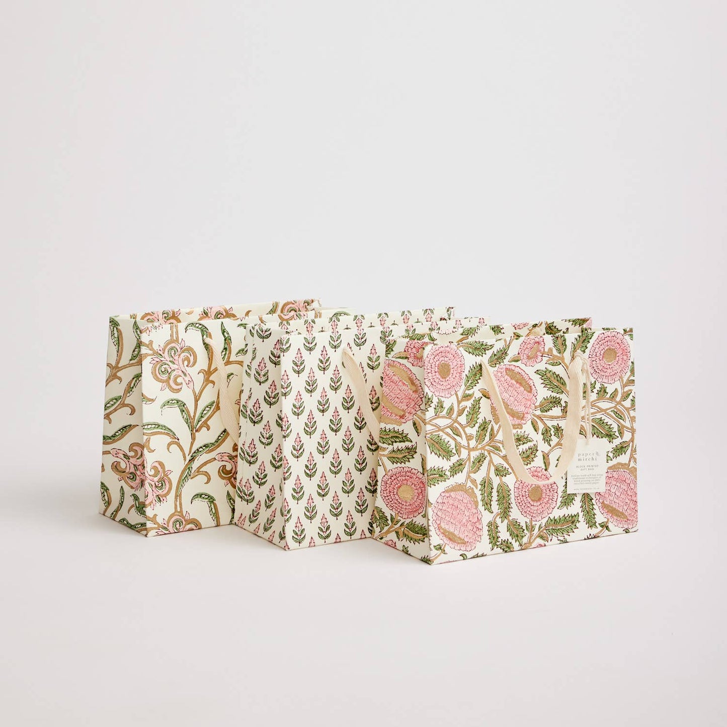 Blush Medium - Hand Block Printed Gift Bag