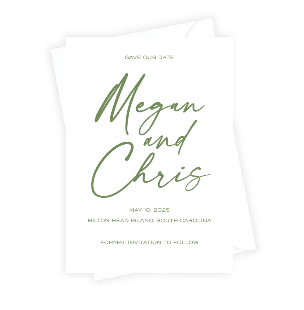 Green Script Save the Date Invitation