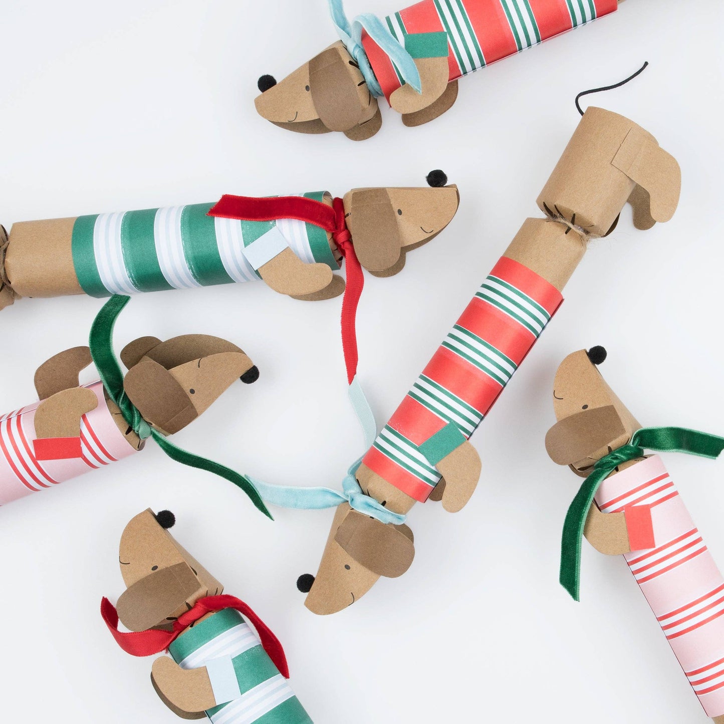 Festive Stripe Sausage Dog Crackers