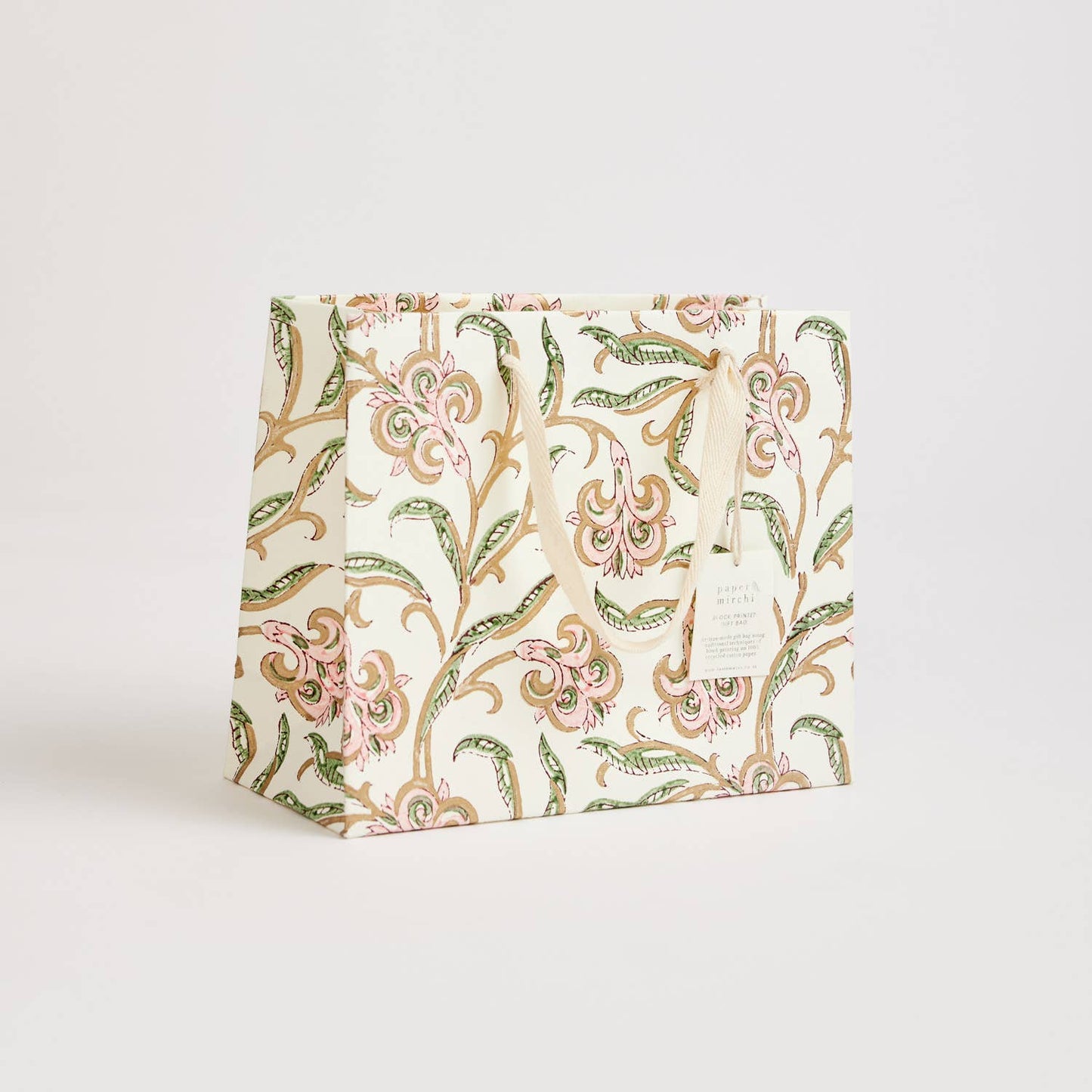 Blush Medium - Hand Block Printed Gift Bag