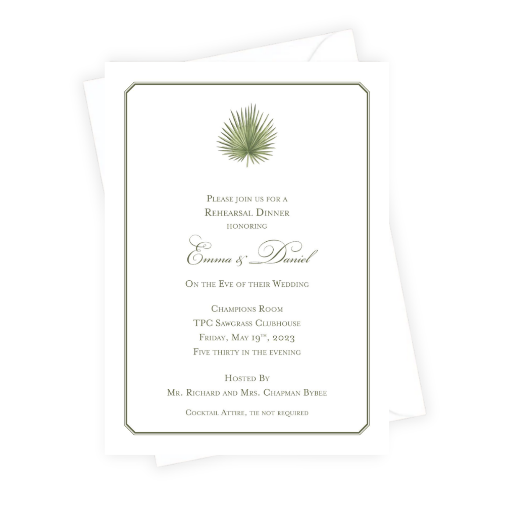 Palm Rehearsal Dinner Invitation