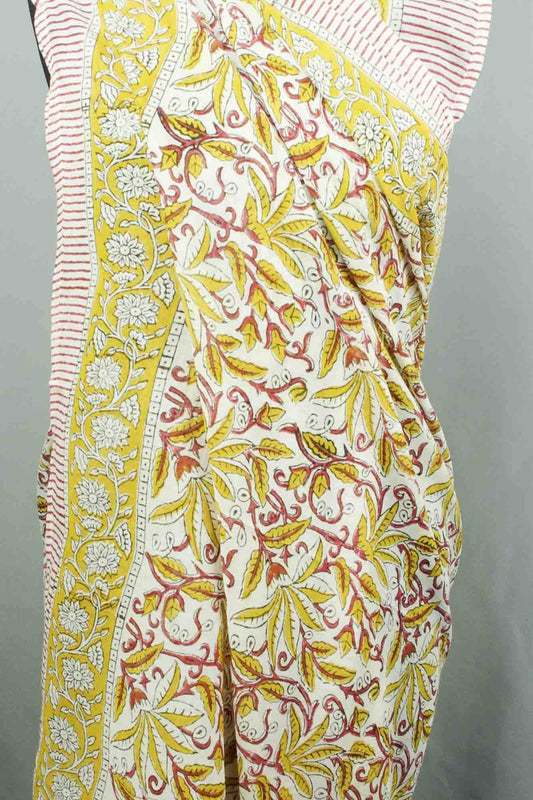 Mustard & Red Floral- Beach Coverup Sarong Pareo