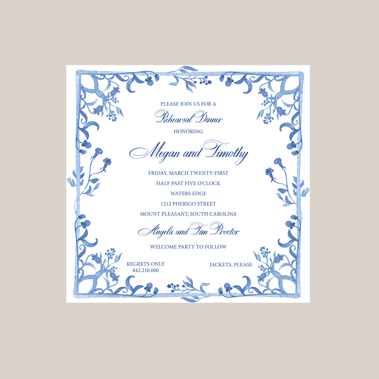 Porcelain Rehearsal Dinner Invitation