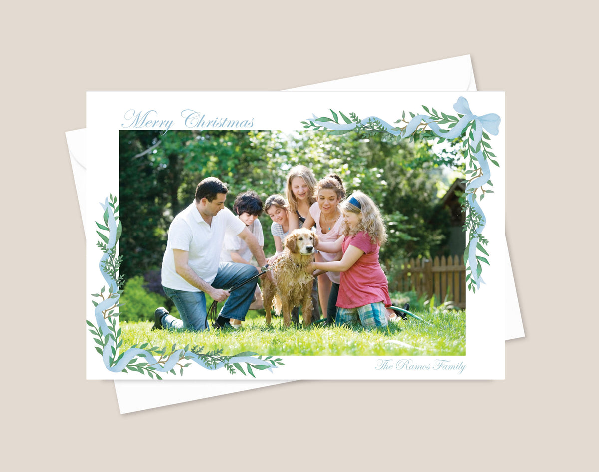 Blue Bow Holiday Card
