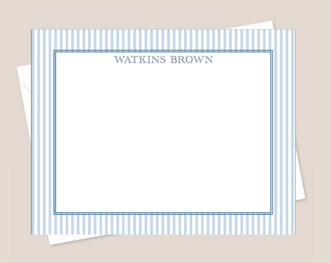 Blue Striped Border Stationery