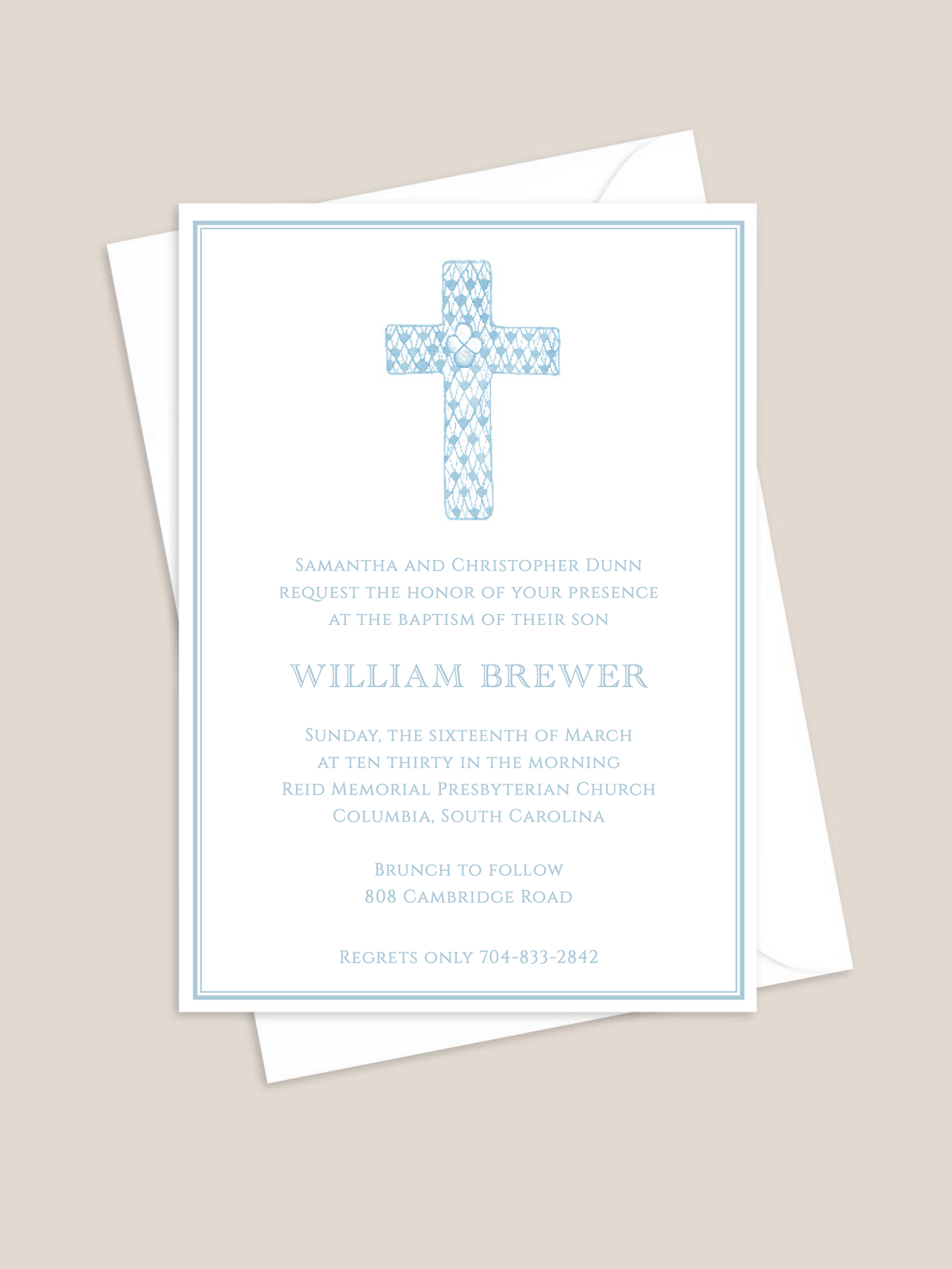Blue Cross 2 Baptism Invitation