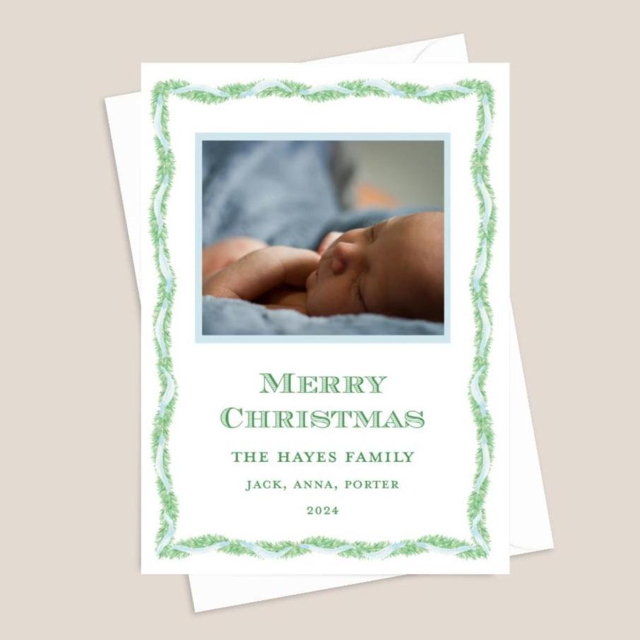 green and blue christmas card