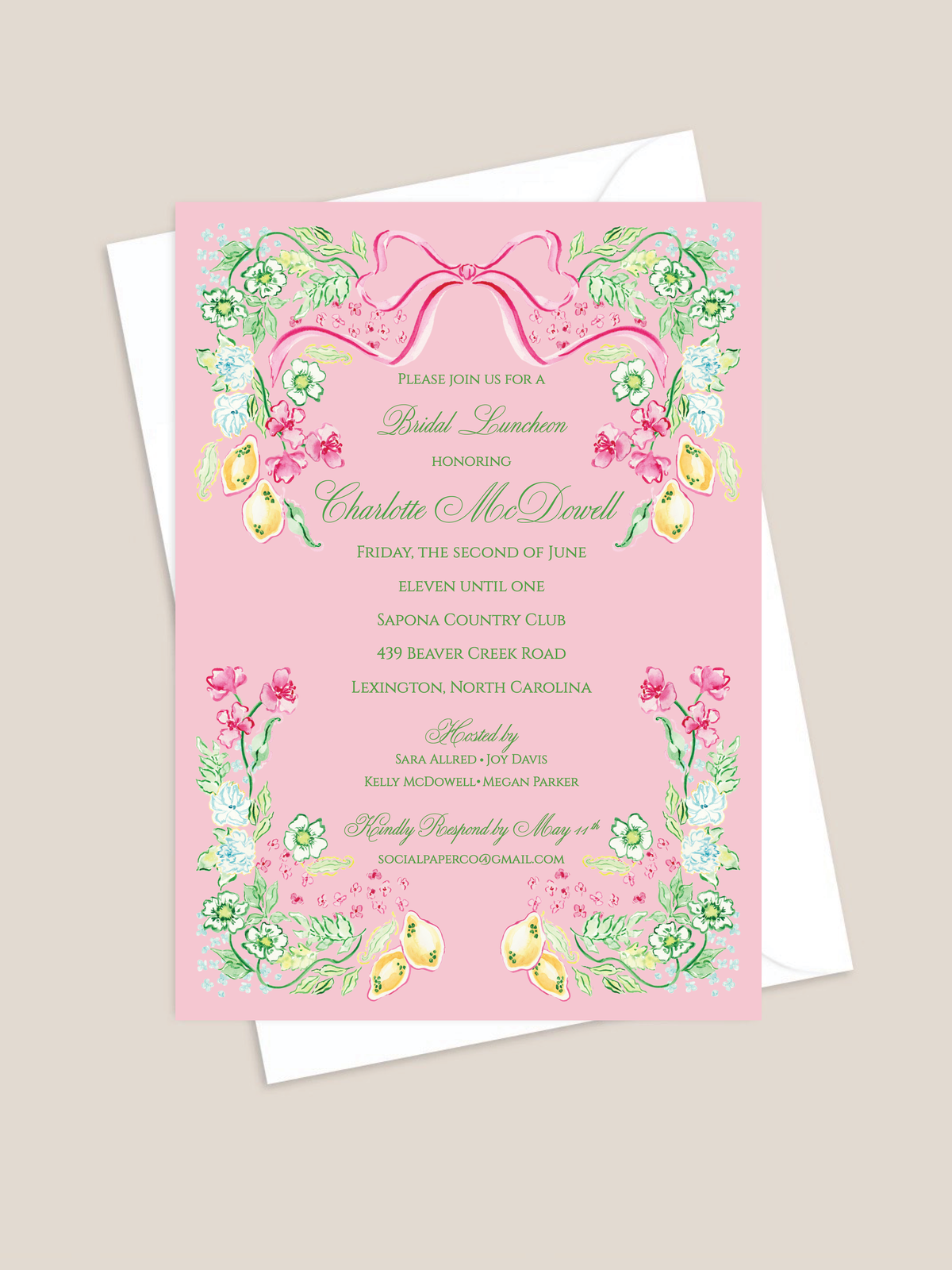 Pink Lemonade Bridal Shower Invitation