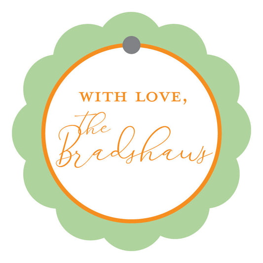 Orange and Green Wreath Holiday Hanging Tag