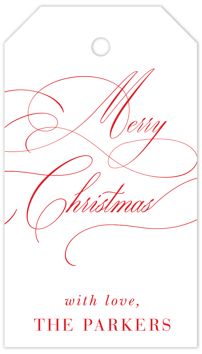 red text Christmas gift tag