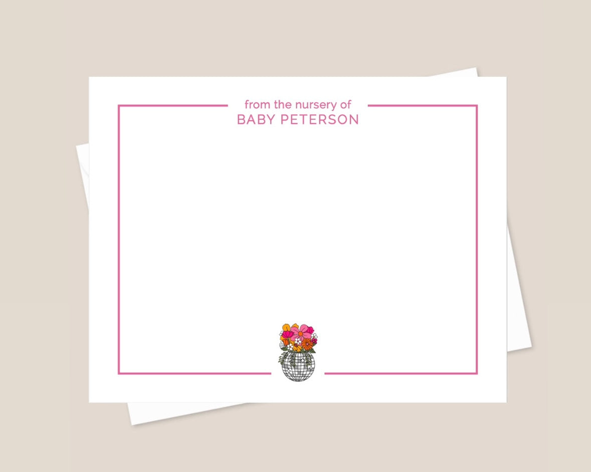 Disco Ball Flower Stationery