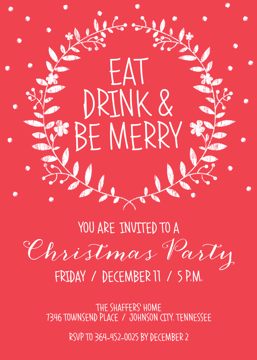 Eat Drink & Be Merry Holiday Invitation