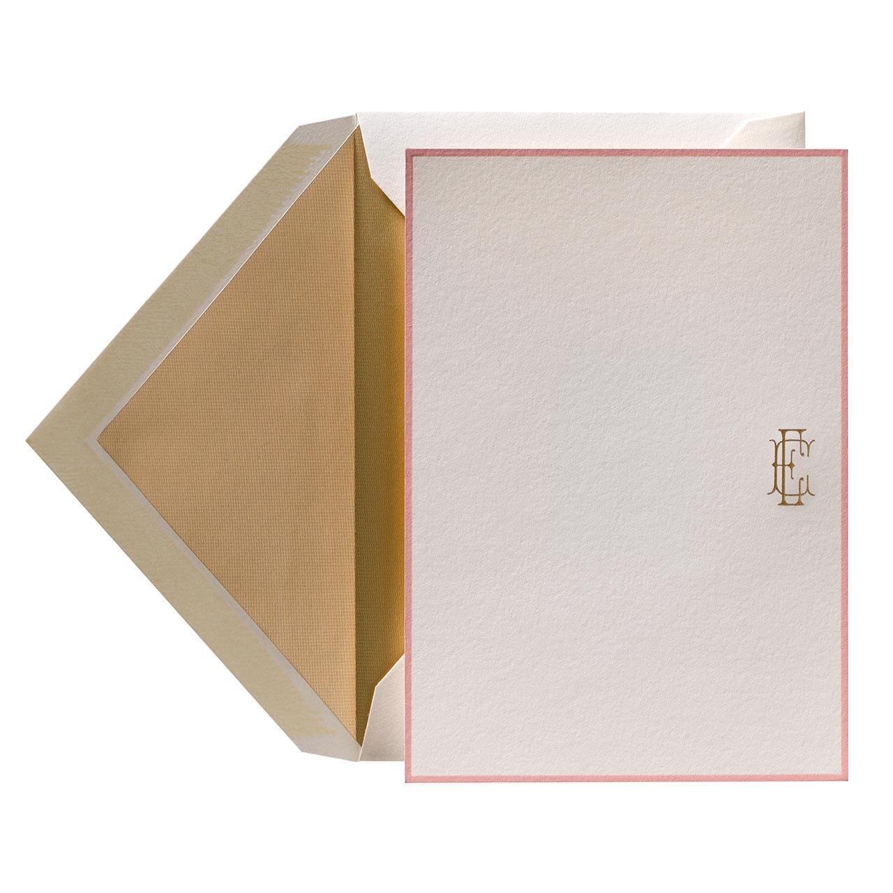 notecard monogram gold and pink
