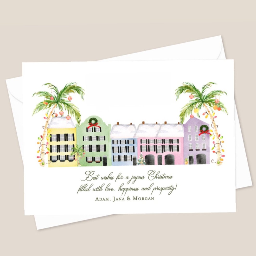 rainbow row Christmas cards