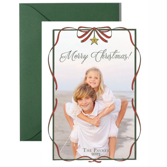 Vintage Ribbon Holiday Photo Card