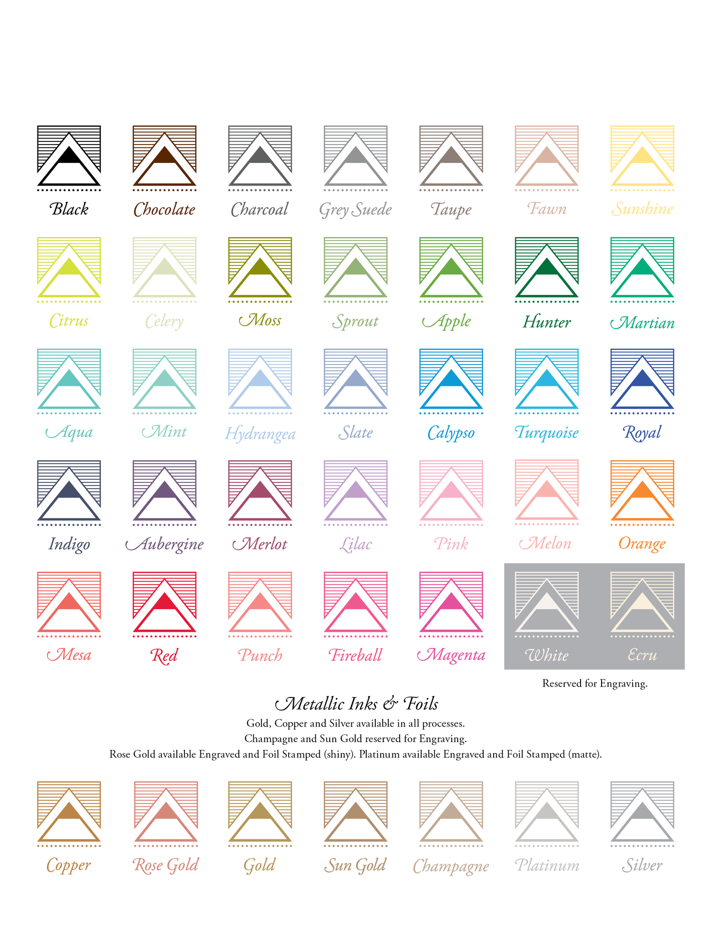engraved stationery colors