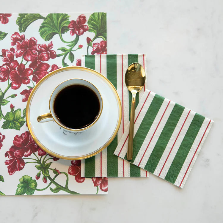 Green & Red Awning Stripe Guest Napkin - pack of 16